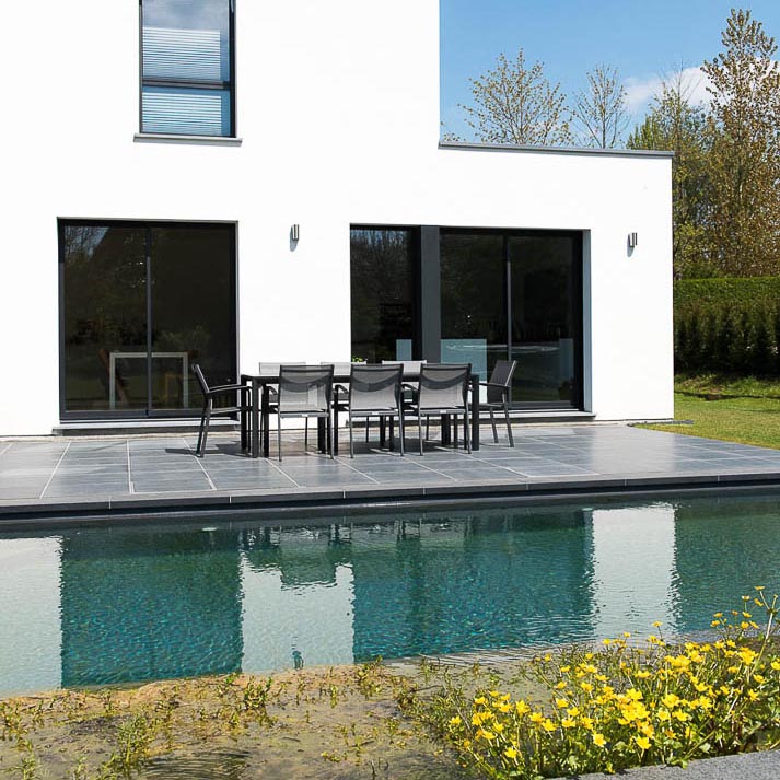 Maison, architecture, piscine, herbe, meubles, chaise, luxe, propriété, contemporain