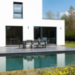 Maison, architecture, piscine, herbe, meubles, chaise, luxe, propriété, contemporain
