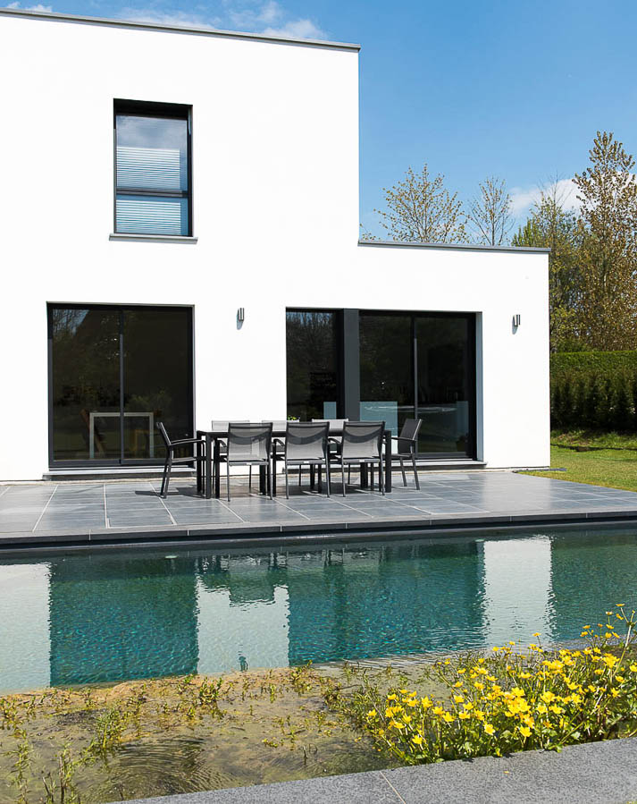 Maison, architecture, piscine, herbe, meubles, chaise, luxe, propriété, contemporain