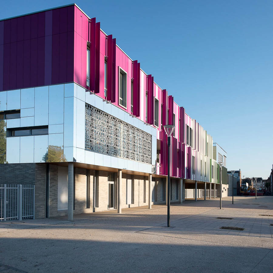 Collège Armentières, ville, architecture, rue, façade, urbain